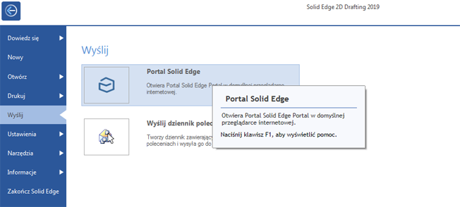 Solid Edge Portal i 2D Drafting Solid Edge Portal z poziomu Solid Edge